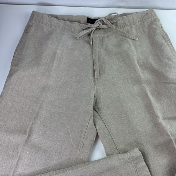 quickreflex Men's Linen drawstring relaxed zippered fly pants - Picture 2 of 13